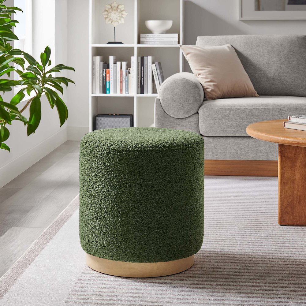 Tilden 16" Round Sherpa Upholstered Ottoman
