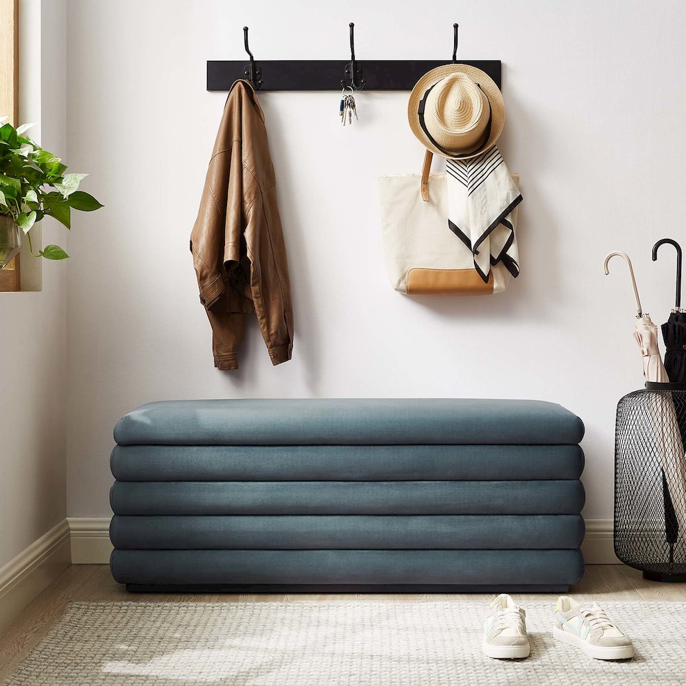 Mezzo Upholstered Performance Velvet Storage Bench