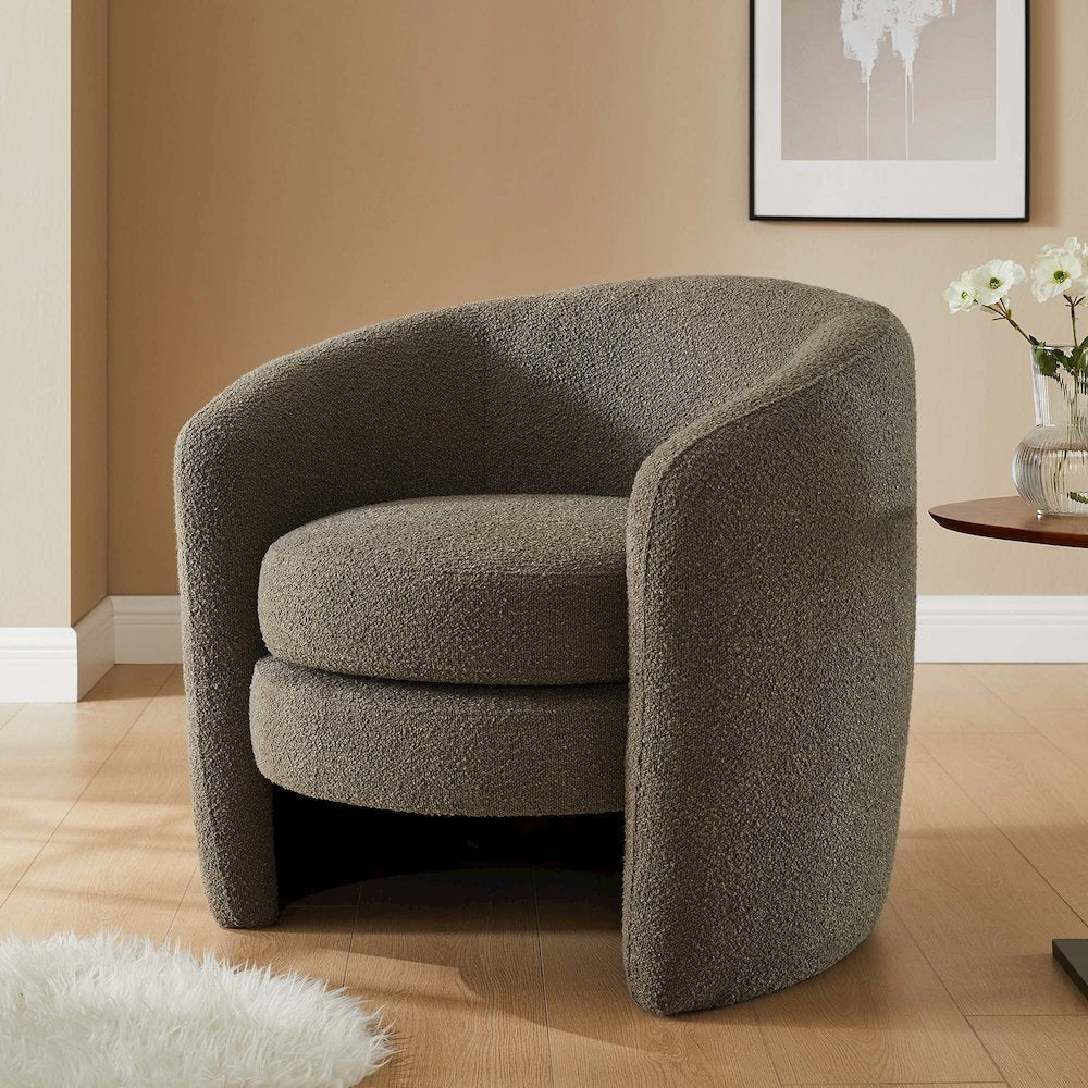 Affinity Upholstered Boucle Fabric Curved Back Armchair