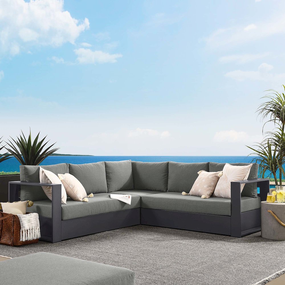 Tahoe 3-Piece Outdoor Patio Powder-Coated Aluminum Sectional Sofa Set