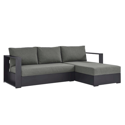 2-Piece Outdoor Powder-Coated Aluminum Right-Facing Chaise Sectional Sofa Set