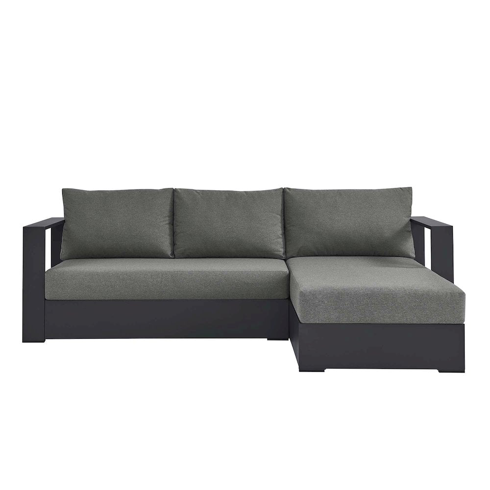 2-Piece Outdoor Powder-Coated Aluminum Right-Facing Chaise Sectional Sofa Set