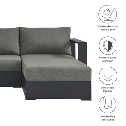 2-Piece Outdoor Powder-Coated Aluminum Right-Facing Chaise Sectional Sofa Set