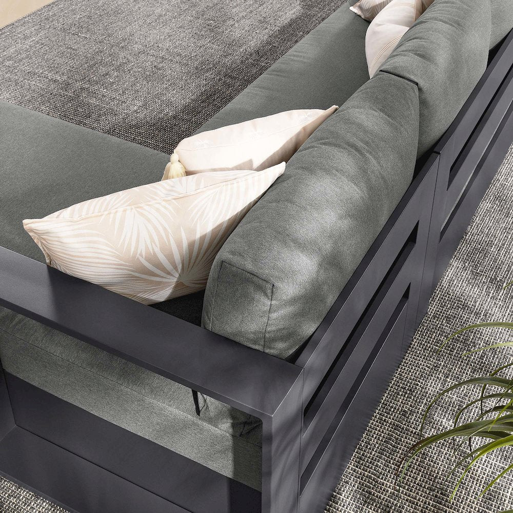 2-Piece Outdoor Powder-Coated Aluminum Right-Facing Chaise Sectional Sofa Set