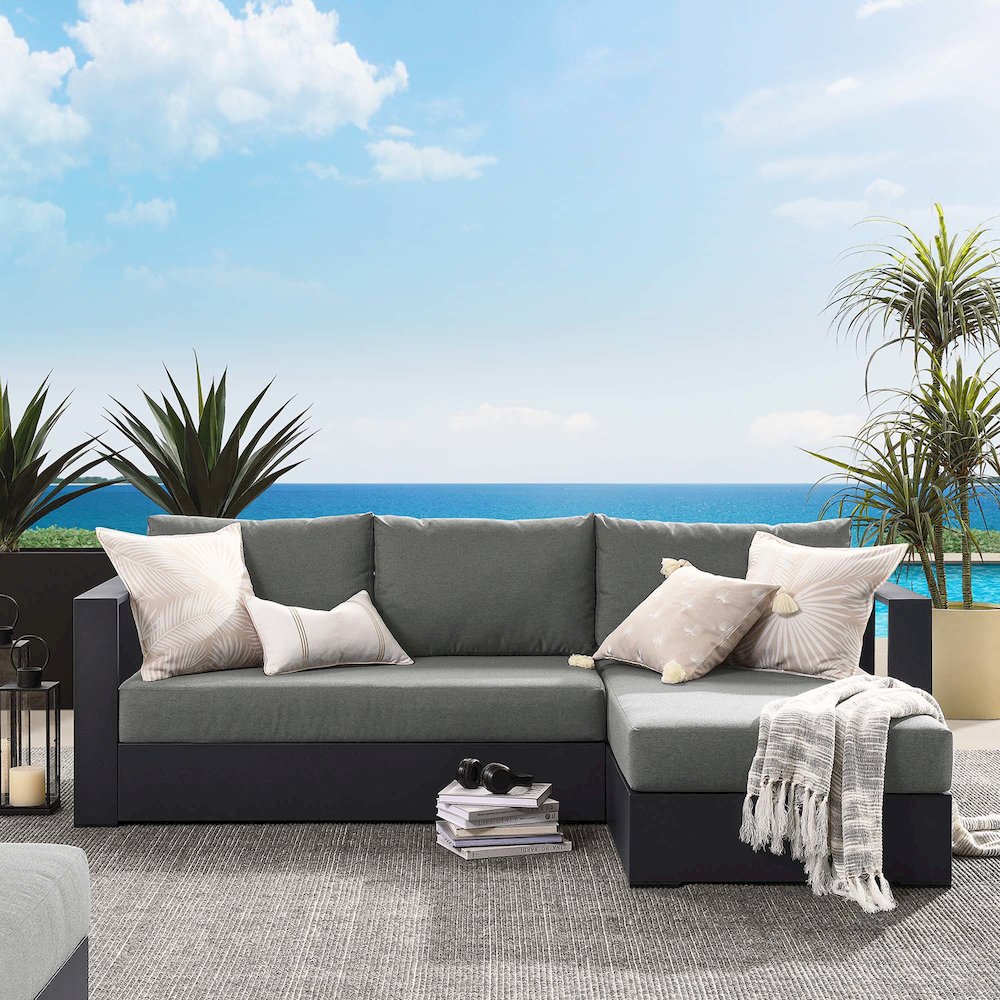 2-Piece Outdoor Powder-Coated Aluminum Right-Facing Chaise Sectional Sofa Set