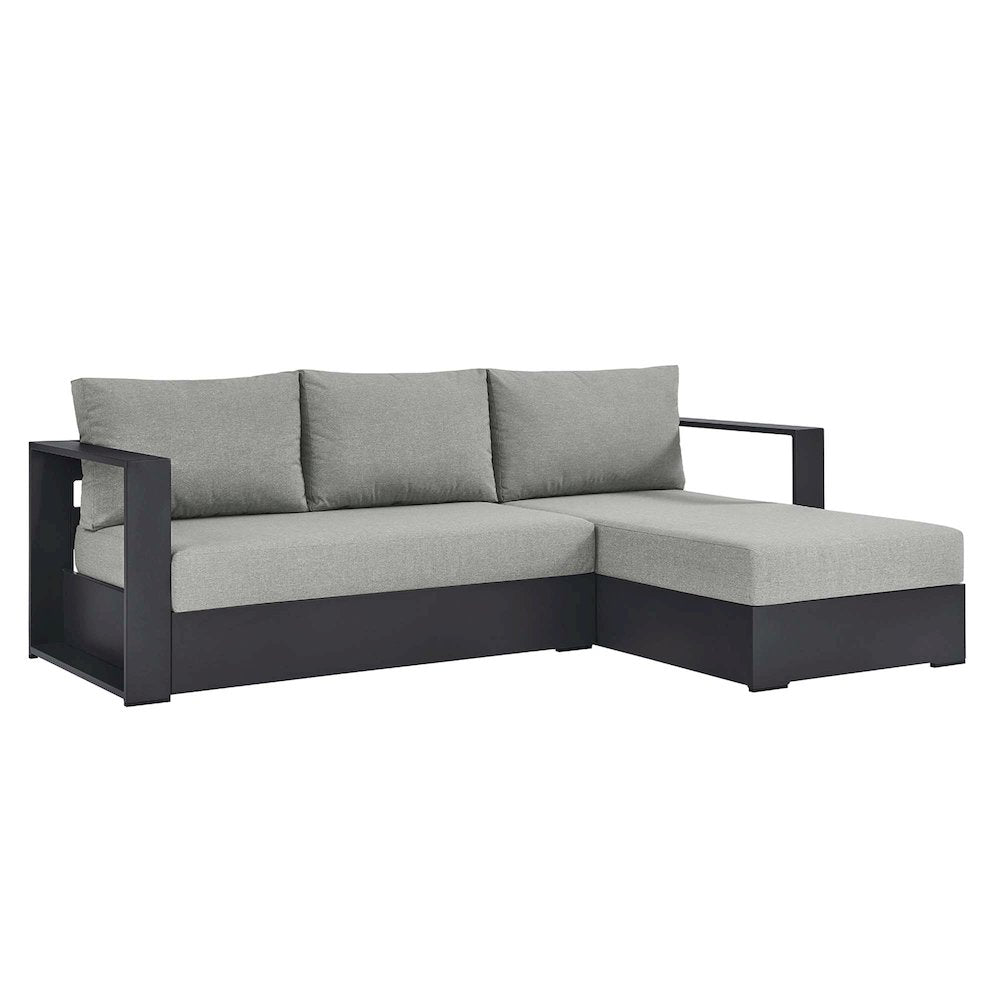 2-Piece Outdoor Powder-Coated Aluminum Right-Facing Chaise Sectional Sofa Set