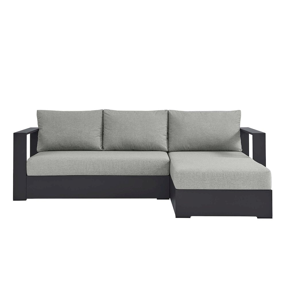 2-Piece Outdoor Powder-Coated Aluminum Right-Facing Chaise Sectional Sofa Set