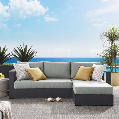 2-Piece Outdoor Powder-Coated Aluminum Right-Facing Chaise Sectional Sofa Set