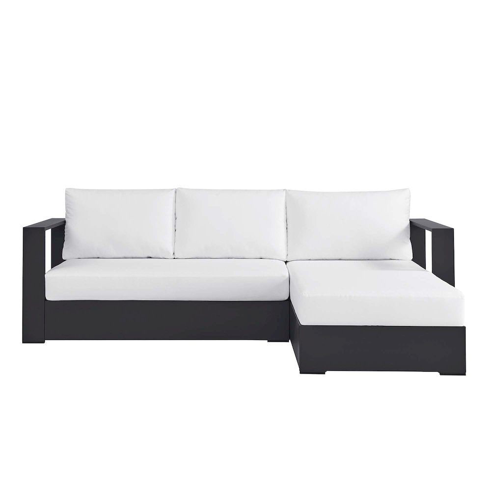 2-Piece Outdoor Powder-Coated Aluminum Right-Facing Chaise Sectional Sofa Set