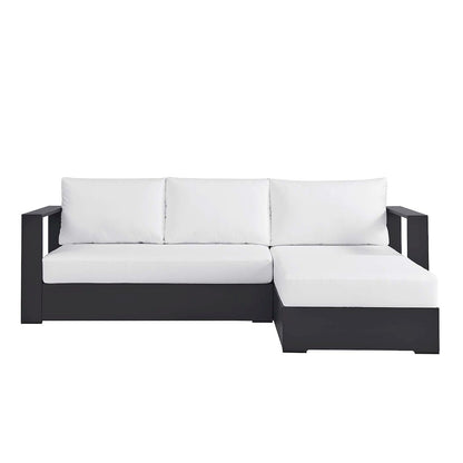 2-Piece Outdoor Powder-Coated Aluminum Right-Facing Chaise Sectional Sofa Set