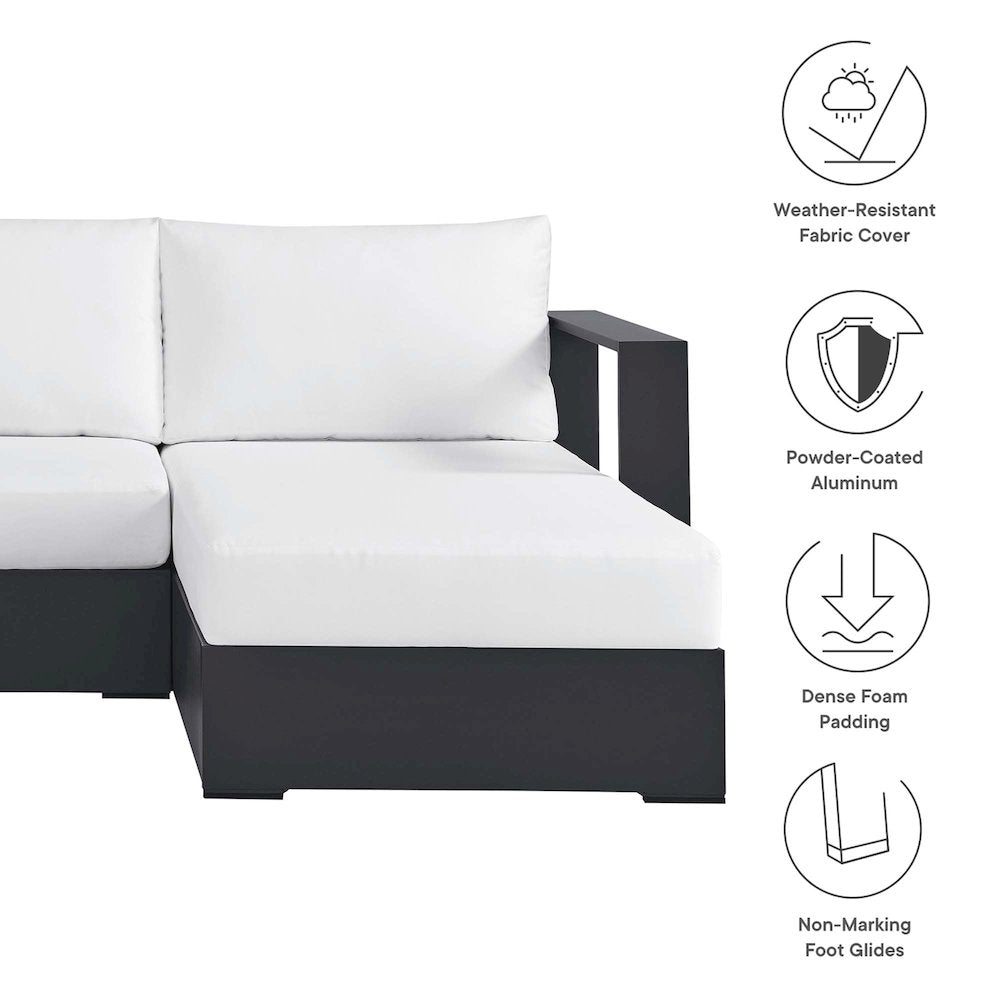 2-Piece Outdoor Powder-Coated Aluminum Right-Facing Chaise Sectional Sofa Set
