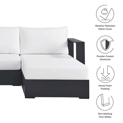 2-Piece Outdoor Powder-Coated Aluminum Right-Facing Chaise Sectional Sofa Set