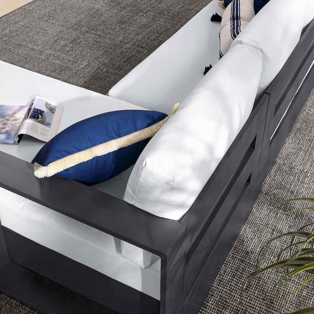 2-Piece Outdoor Powder-Coated Aluminum Right-Facing Chaise Sectional Sofa Set