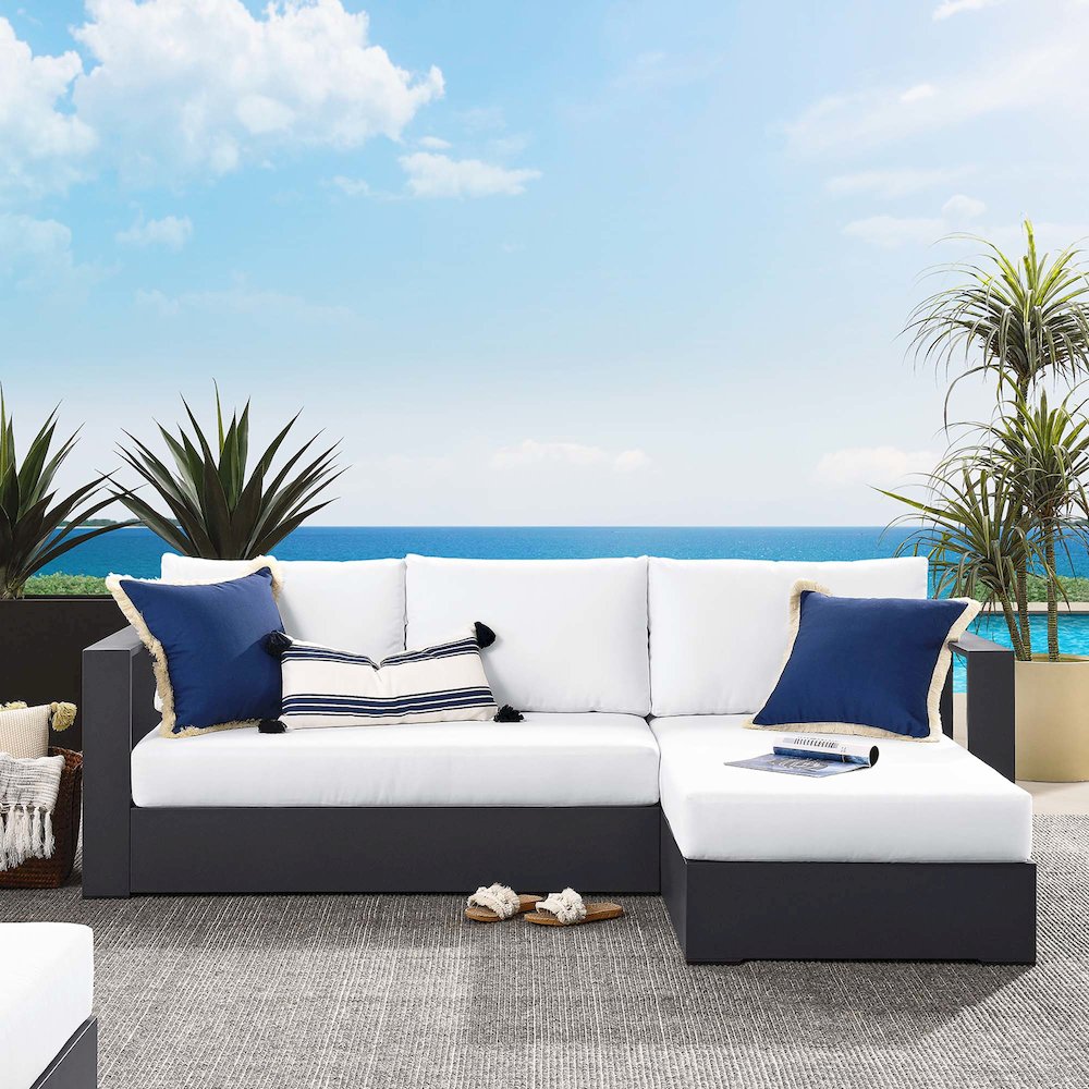 2-Piece Outdoor Powder-Coated Aluminum Right-Facing Chaise Sectional Sofa Set