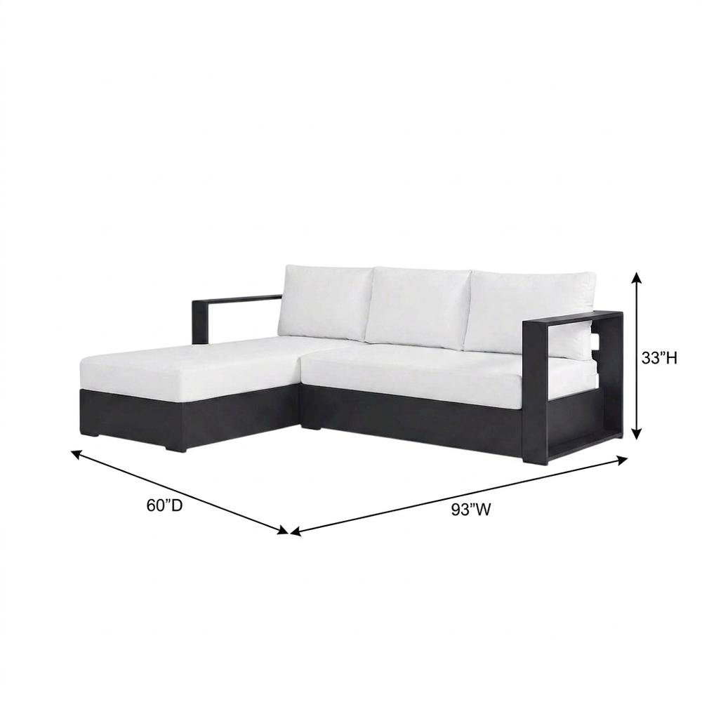Powder-Coated Aluminum Right-Facing Chaise Outdoor Sectional Sofa Set, Gray