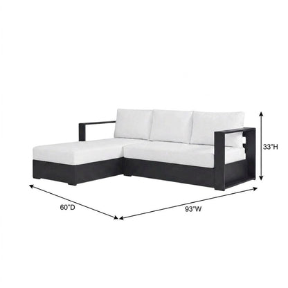Powder-Coated Aluminum Right-Facing Chaise Outdoor Sectional Sofa Set, Gray
