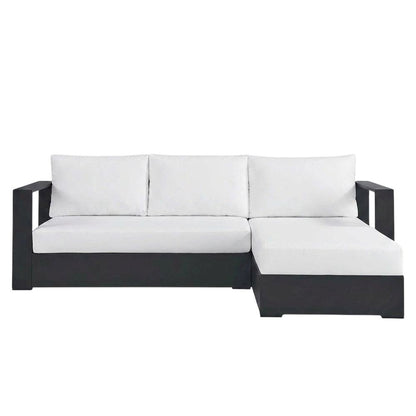 Powder-Coated Aluminum Right-Facing Chaise Outdoor Sectional Sofa Set, Gray