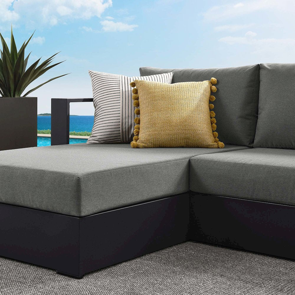 2-Piece Outdoor Powder-Coated Aluminum Left-Facing Chaise Sectional Sofa Set