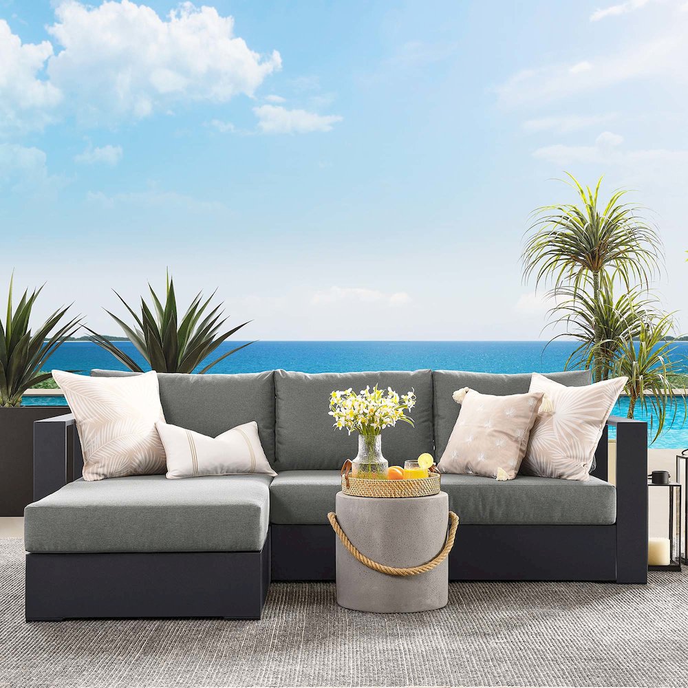 2-Piece Outdoor Powder-Coated Aluminum Left-Facing Chaise Sectional Sofa Set