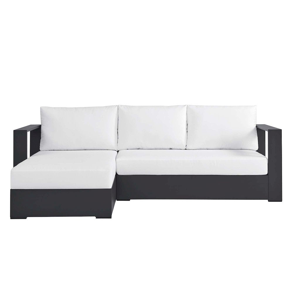 2-Piece Outdoor Powder-Coated Aluminum Left-Facing Chaise Sectional Sofa Set