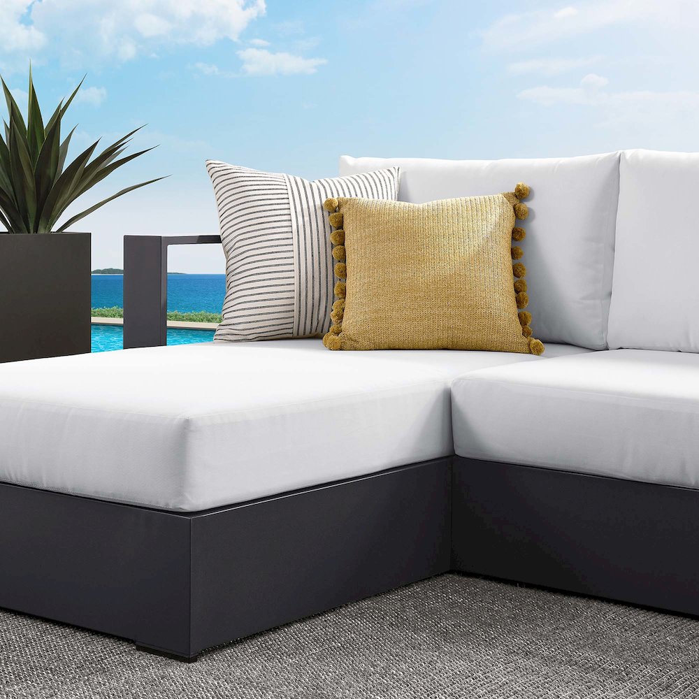 2-Piece Outdoor Powder-Coated Aluminum Left-Facing Chaise Sectional Sofa Set