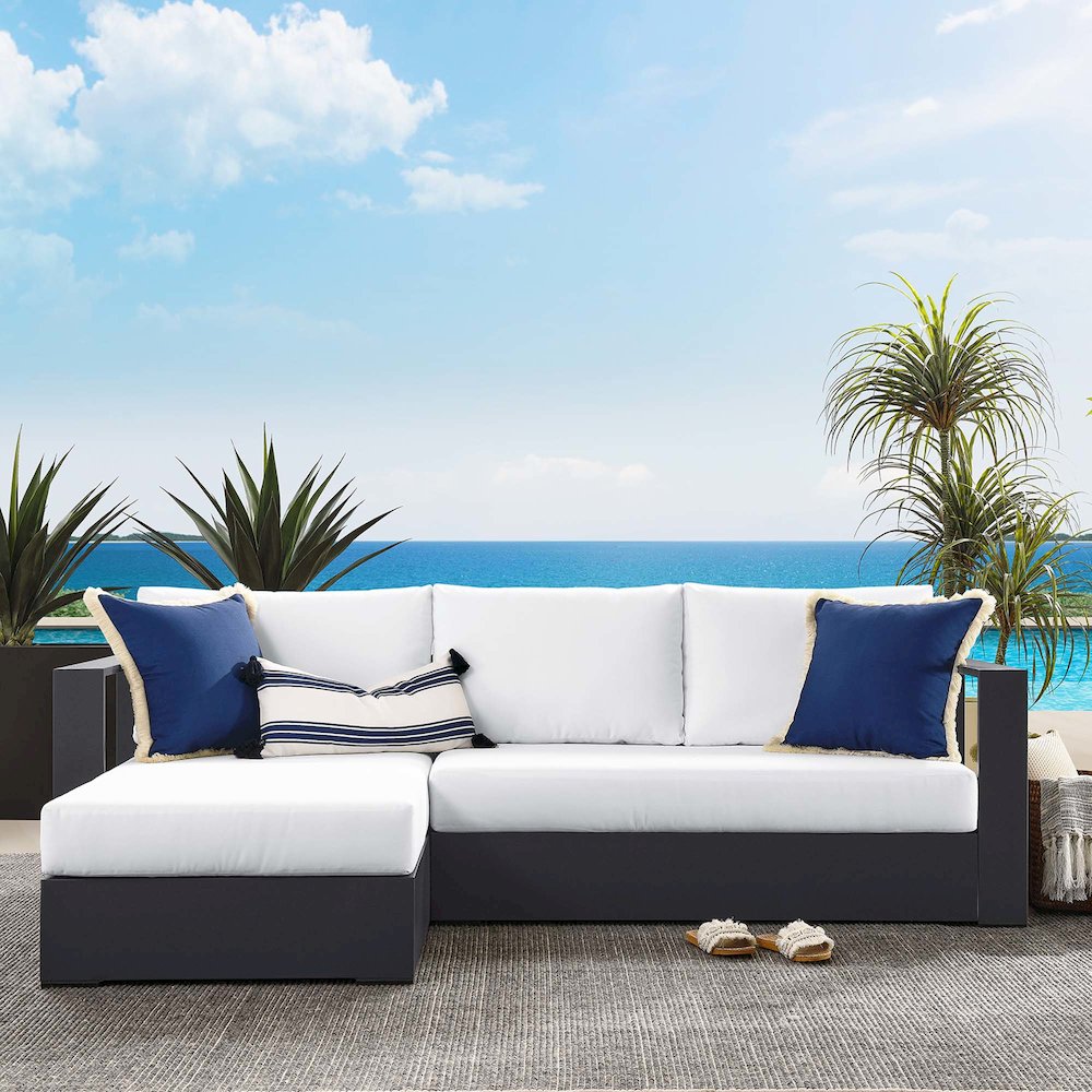 2-Piece Outdoor Powder-Coated Aluminum Left-Facing Chaise Sectional Sofa Set