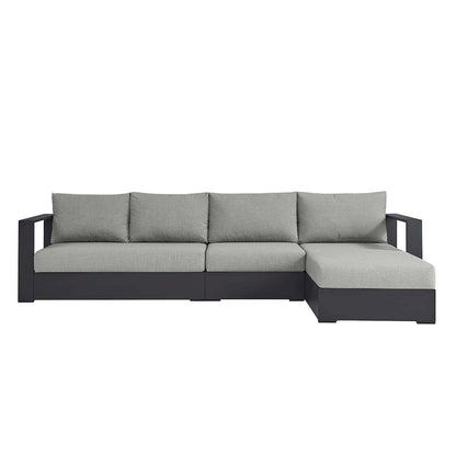 3-Piece Outdoor Powder-Coated Aluminum Right-Facing Chaise Sectional Sofa Set