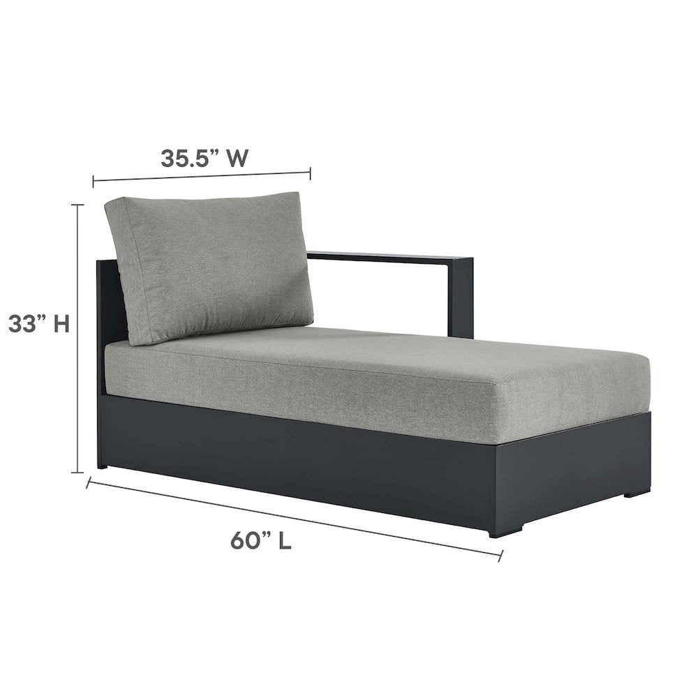 3-Piece Outdoor Powder-Coated Aluminum Right-Facing Chaise Sectional Sofa Set
