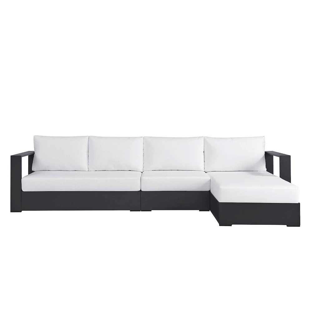 3-Piece Outdoor Powder-Coated Aluminum Right-Facing Chaise Sectional Sofa Set