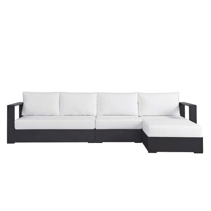 3-Piece Outdoor Powder-Coated Aluminum Right-Facing Chaise Sectional Sofa Set