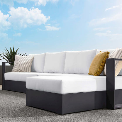 3-Piece Outdoor Powder-Coated Aluminum Right-Facing Chaise Sectional Sofa Set