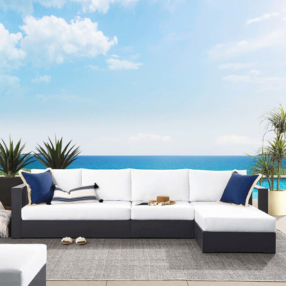3-Piece Outdoor Powder-Coated Aluminum Right-Facing Chaise Sectional Sofa Set