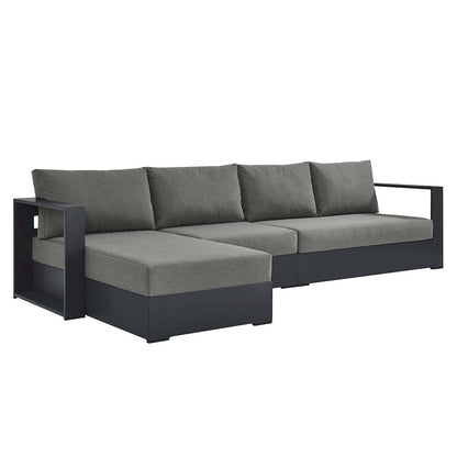 3-Piece Outdoor Powder-Coated Aluminum Left-Facing Chaise Sectional Sofa Set