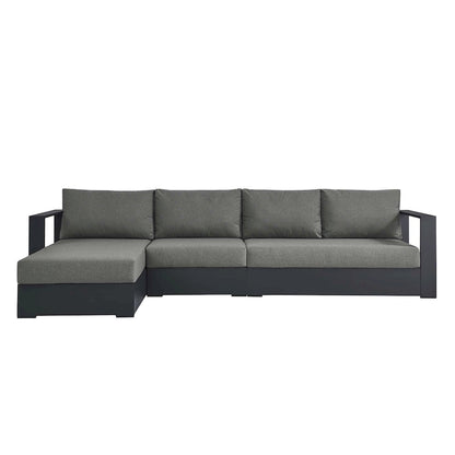 3-Piece Outdoor Powder-Coated Aluminum Left-Facing Chaise Sectional Sofa Set