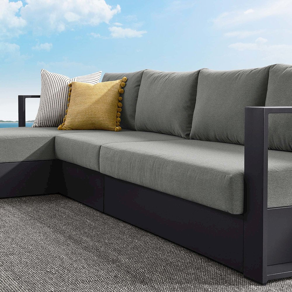 3-Piece Outdoor Powder-Coated Aluminum Left-Facing Chaise Sectional Sofa Set