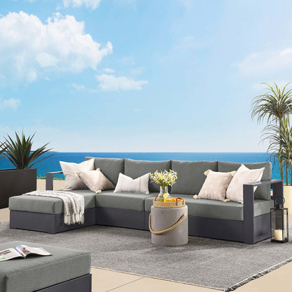 3-Piece Outdoor Powder-Coated Aluminum Left-Facing Chaise Sectional Sofa Set