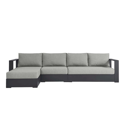 3-Piece Outdoor Powder-Coated Aluminum Left-Facing Chaise Sectional Sofa Set