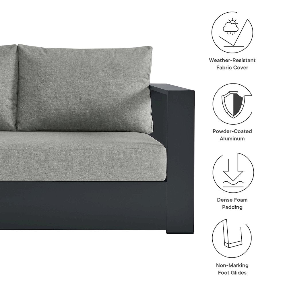 3-Piece Outdoor Powder-Coated Aluminum Left-Facing Chaise Sectional Sofa Set