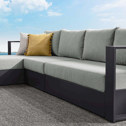 3-Piece Outdoor Powder-Coated Aluminum Left-Facing Chaise Sectional Sofa Set