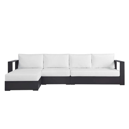 3-Piece Outdoor Powder-Coated Aluminum Left-Facing Chaise Sectional Sofa Set