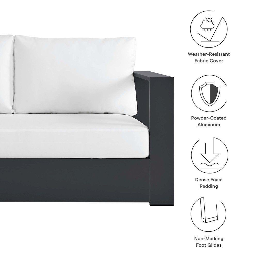3-Piece Outdoor Powder-Coated Aluminum Left-Facing Chaise Sectional Sofa Set