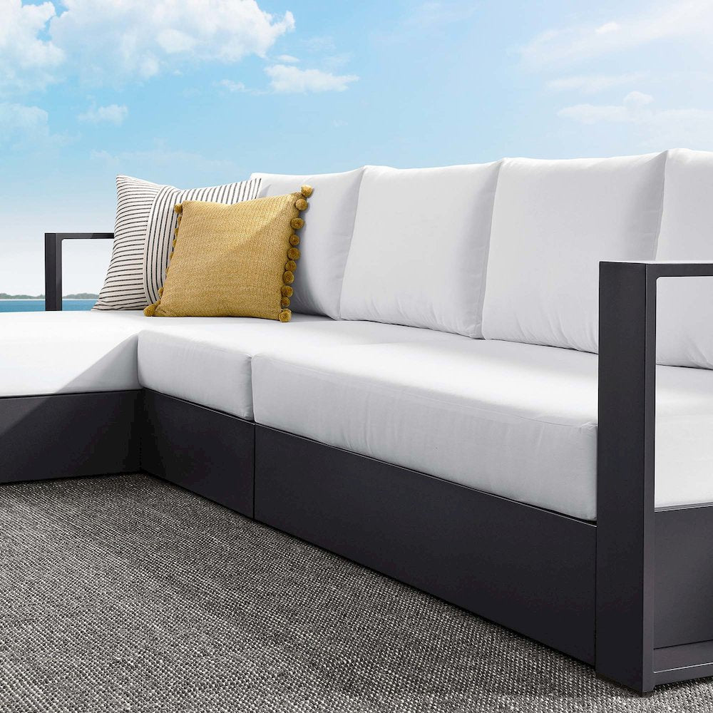 3-Piece Outdoor Powder-Coated Aluminum Left-Facing Chaise Sectional Sofa Set