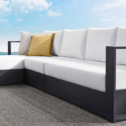 3-Piece Outdoor Powder-Coated Aluminum Left-Facing Chaise Sectional Sofa Set