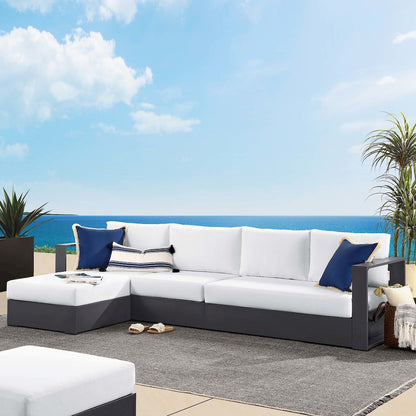3-Piece Outdoor Powder-Coated Aluminum Left-Facing Chaise Sectional Sofa Set