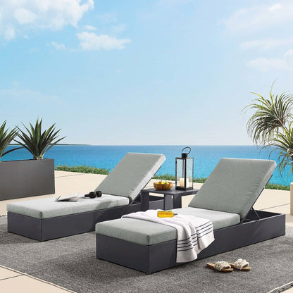 Tahoe 3-Piece Outdoor Patio Powder-Coated Aluminum Chaise Lounge Set