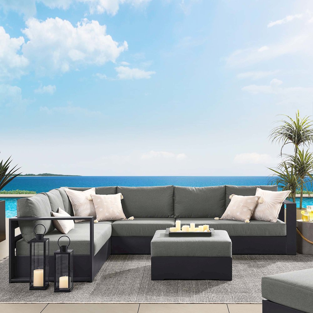 Tahoe 5-Piece Outdoor Patio Powder-Coated Aluminum Sectional Sofa Set