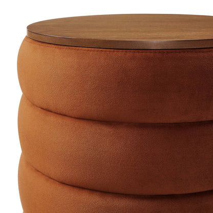 Mezzo Round Performance Velvet Storage Ottoman