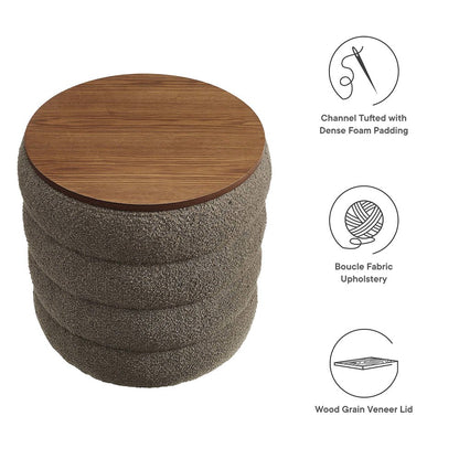 Mezzo Round Boucle Fabric Storage Ottoman