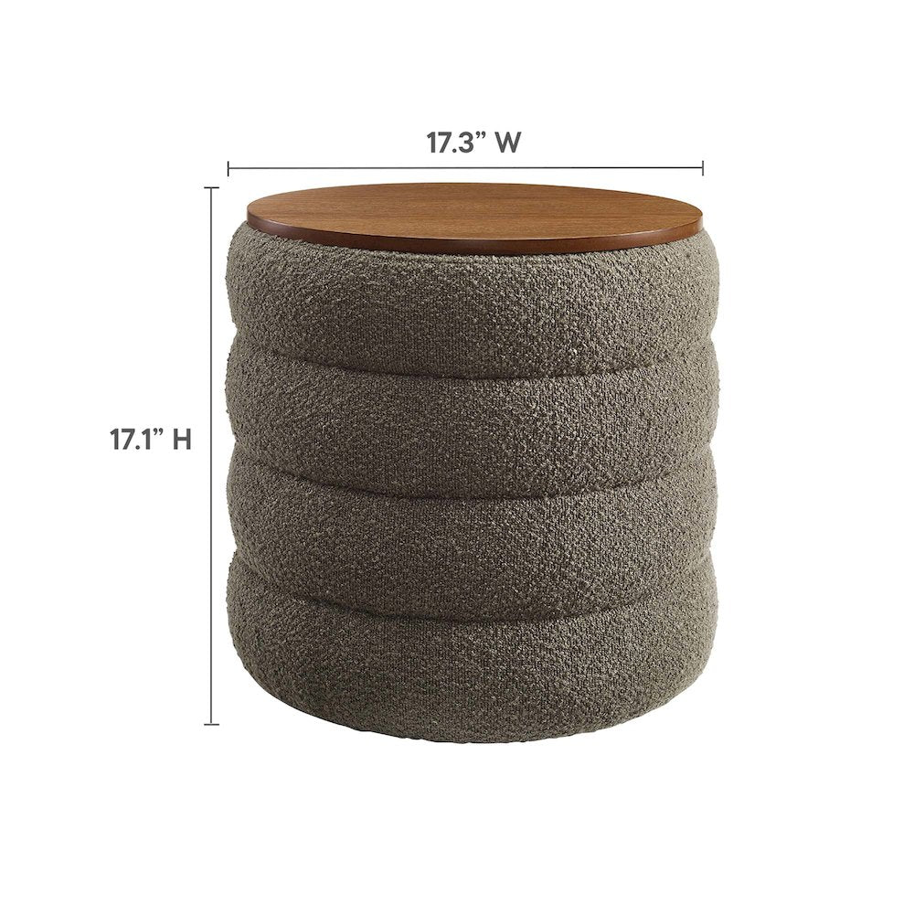 Mezzo Round Boucle Fabric Storage Ottoman