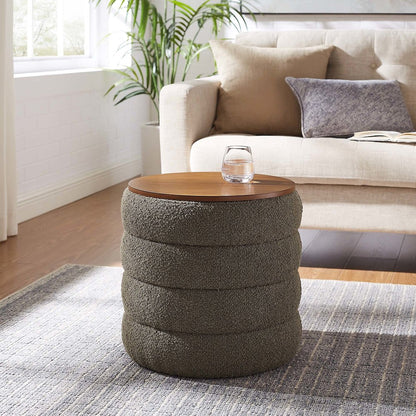 Mezzo Round Boucle Fabric Storage Ottoman